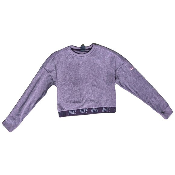 Nike Dri-Fit Eggplant Cropped Fleece Top Size S  Preowned - Picture 1 of 7